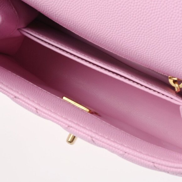 Authentic CHANEL Caviar Quilted Mini Coco Chain Handle Flap Bag Pink - Picture 8 of 13